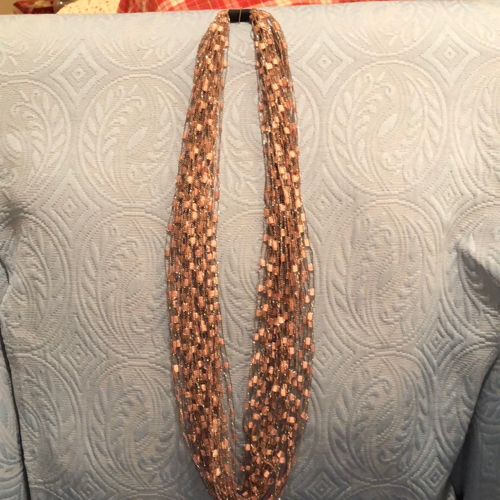 Beautiful light pink & gray handmade necklace. Local Illinois artist. Unique!